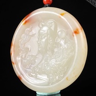 天然新疆和田玉籽料關公圓牌平安扣吊墜玉質細膩溫潤色澤柔和