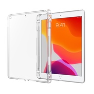 For IPad Pro 11 12.9 2015 2017 2018 2019 2020 2021 Air 4 5 10.9 2022 Case, TPU Silicon Transparent Back Cover With Pen Holder Case