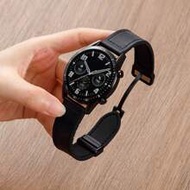 1pc Crazy Horse Grain Silicone Leather Magnetic Strap, Compatible With Huawei//Garmin/Amazfit, Fits 