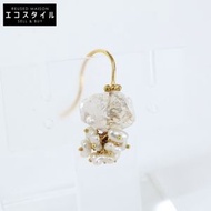 Muska K18YG 舞蹈耳環，含內含石英和 Akoya 珍珠，單耳 [二手]