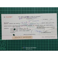old cheque with stamp behind. The first national bank of Boston