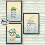 House plant art wall print, Frame hiasan dinding, Gambar Hiasan, A3, A4, Ikea Fiskbo frame, Art prin