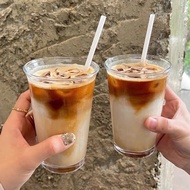 Korean style flared mouth glass cup 370ml 500ml glass cup coffee cup