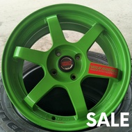 [Ready Stock] Sport Rim Car 7x17 ST1663 TE37 114.3mm Wheel 1set Green