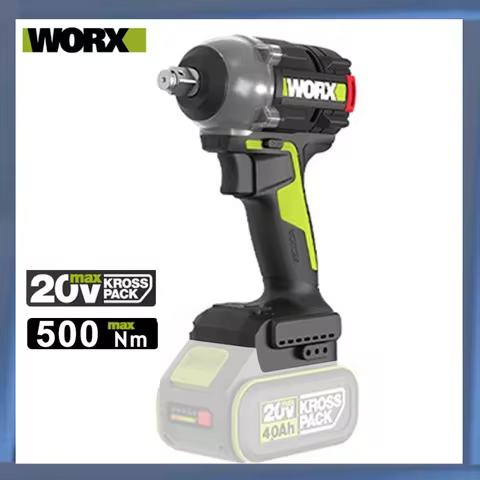 WORX WU289 500Nm 3000rpm 3200ipm Cordless Impact Wrench Brushless Motor Share 20V Green Battery（With