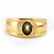 8 x 6 公釐 天然星光石 925 純銀戒指 婚戒或生日戒