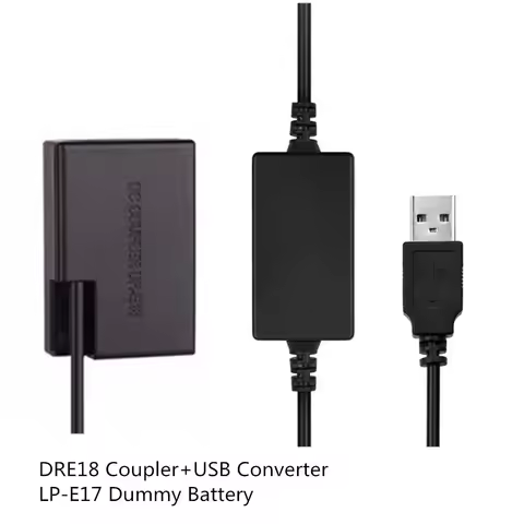 For Canon R8 R10 R50 Kiss 8000D EOS Rebel T6i 800D 9000D Cameras LP-E17 Dummy Battery DR-E18 DC coup