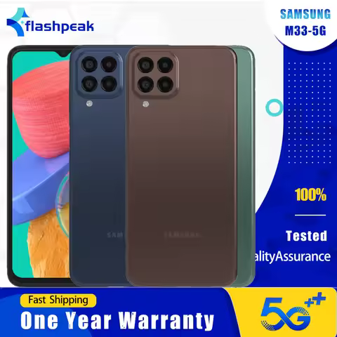 Original Samsung Galaxy M33 M336K 5G Mobile Phone KR Version 6.6'' 6GB RAM 128GB ROM 50MP+5MP 4K@30f