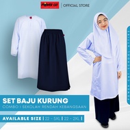 𝐏𝐎𝐖𝐄𝐑 𝐂𝐀𝐓 Baju Kurung Pasang Set Putih Nila Sekolah Rendah KOSHIBO Uniform Baju Kurung Kain Kurung p