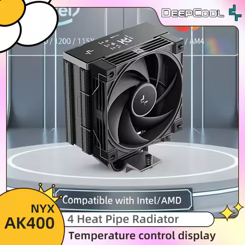 DEEPCOOL AK400 CPU Cooler with Digital Display 4pin PWM Fan Speed Control 4 Heat Pipes Radiator For 