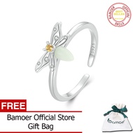 BAMOER 925 Sterling Silver Luminous Bee Adjustable Ring Glow-in-the-dark Insect Opening Ring for Women Party Birthday Gift BSR521