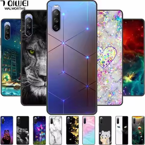 Soft Cover For Sony Xperia 10 III /5 III /1 III Case Silicone Painted Marble Lion Funda Cover for So