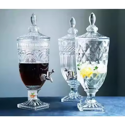 2L 3L 5L glass juice jug, with lid and faucet relief soda bottle, juice tank