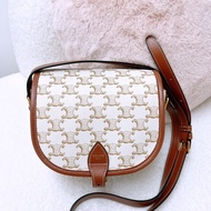 Celine folco 中號白色老花馬鞍包