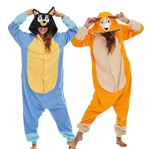 Bluey Adult And Children'S Cartoon One-Piece Pajamas Bingo Bluey Cosplay Costume Blue And Orange Mul