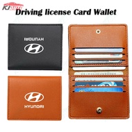 Hyundai Drivers License Case Leather Holder Business Card Cover ID Card Wallet Unisex Car Decoration Accessories for Hb20 Tucson I30 Avante Palisade Creta Accent Santa Fe I10 Kona