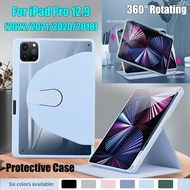 For iPad Pro 12.9 2022 2021 2020 2018 Tablet Case iPad Pro 12.9-inch 5th 4th 3rd generation Fashion High End Clear Acrylic 360° Rotating Stand Casing Flip Leather Protective Cover