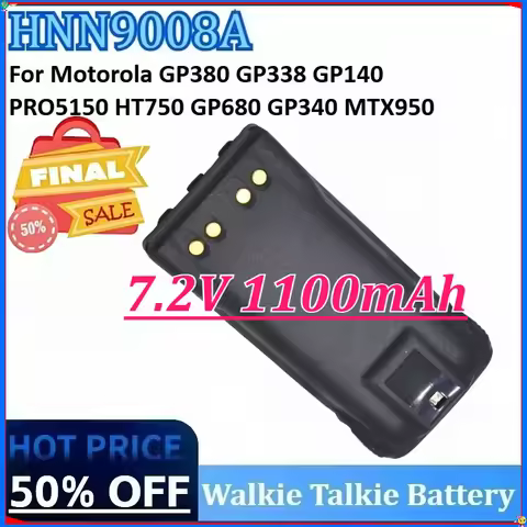 For Motorola GP380 GP338 GP140 PRO5150 HT750 GP680 GP340 MTX950 Radio Batteries HNN9008A 7.2V 1100mA