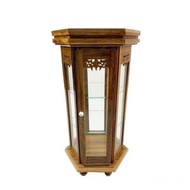 微型展示櫃六角圓腳木玻璃櫃