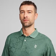 Polo shirt golf Pria PUMA Jacquard Paisley mens polo Green Forest