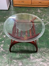 胡桃色2.4尺圓形玻璃茶几*茶几桌*客廳桌*玻璃桌*圓桌