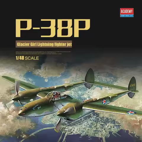 Academy assembled airplane model kit 12208 American P-38F Glacier Girl lightning fighter 1/48 Assemb