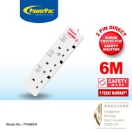 PowerPac Extension Socket Extension Cord, Power Cord, Power Extension  3 way 6 meter (PP6883N)