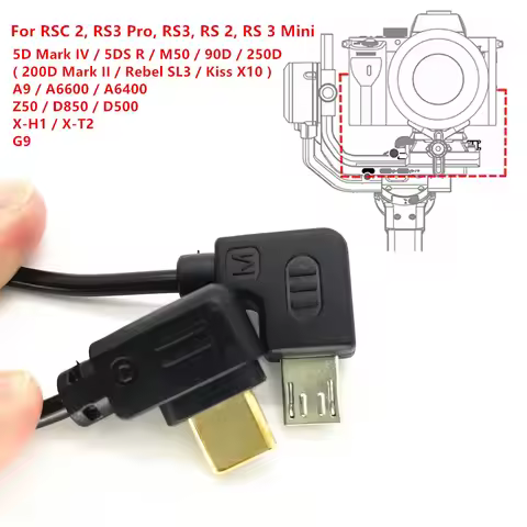 USB-C to Micro-USB Multi-Camera Control Cable for DJI RSC2 RS4 RS5 RS3 Pro Mini RS2 & Sony RX100M6 A