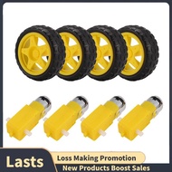4PCS DC Electric Motor + Plastic TT Motor Tire Wheel Dual Shaft Gear Motor TT   for  Smart Car