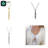 1F Natural Crystal Holder Necklace Adjustable Mesh Pendant Necklace Metal Neckchain