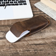 Hiram Vintage Crazy Horse Leather Mouse Cover Handmade Apple Magic Mouse Protective Cover Storage Ho