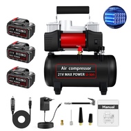 【FULINE】เครื่องอัดอากาศ 65L/min 21V 3L ปั๊มลมเงียบแบบพกพาปราศจากน้ํามันสําหรับยางเงินเฟ้อพ่นสีสหภาพย