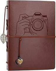 Photo Album 4x6 160 Photos, Leather Photo Albums with Writing Space With 30 Writing Paper, Travel Fa