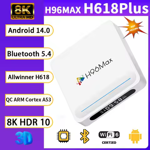 H96MAX H618PLUS Smart TV Box 4GB 32G 8K 5G Dual Wifi BT5.4 100M Video Media Player Allwinner H618 An