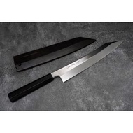 🇯🇵堺牙月 反曲 堪所形 單刃牛刀 240mm VG10本燒 片鏡面 附黑檀鞘 💓 黑檀柄 💓 日本高級廚刀