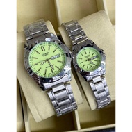 (Ready stock Malaysia) CASIO _ seik'o Couple Quartz Watch 50M WR Day Date & Stainless Steel watch