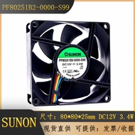 SUNON Jianzhun PF80251B2-0000-S99 12V 3.4W 8025 8CM PWM Temperature Control Fan wangh2