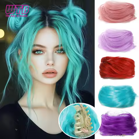 Mini Bun Wig Synthetic Wig Grip Style With Drawstring Doughnut Bun Is Suitable for Ladies to Wear in