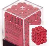Dice d6 Sets: Opaque Red with Black - 12mm Six Sided Die (36) Block of Dice