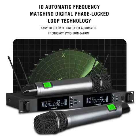 UHF Professional Wireless Microphone 2-channel Metal Handheld Karaoke Singing Stage Wedding Performa