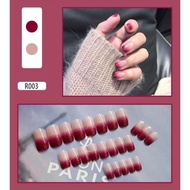 Box of 24 gradient red fake nails R003