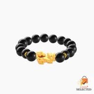 AURORA Selected สร้อยมือปี่เซียะหมุนเรียกทรัพย์หิน สีดำล้วน ทองแท้ 99.9% [Design]