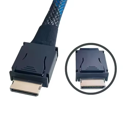 PCIe 4.0 X4 GEN4 for SAS4 Oculink Cable SFF-8611 Braided Soft Extender Cord GPU SSD OCuLink 4X Silve