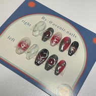 Black reddie Silver Nails | Custom Nail | Custom nails | Press On Nails