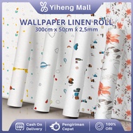 LINEN WALLPAPER ROLL 50CMX300CM SIMPLE 3D LINEN WALLPAPER ROLL PLAIN & CARTOON MOTIF WALLPAPER ROLL 