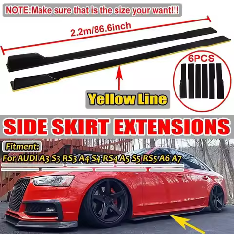 2.2m Car Side Skirt For Cars Extensions Universal Lip Lip For AUDI A3 A4 A5 A6 A7 A7 A8 Q3 Q5 Q7 RS5