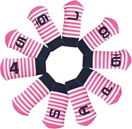 10pcs/Set Stripes Knit Golf Club Iron Head Covers 4-9, P S A, One Blank Multiple Colors for Option
