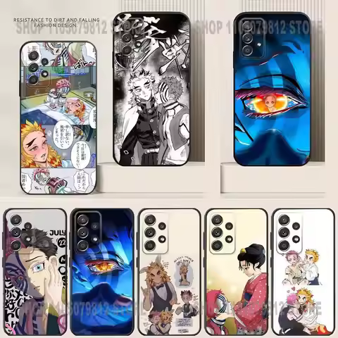 A-Akaza Rengoku D-Demon-Slayer Phone Case For Samsung S24,21,22,23,30,Ultra,20,Plus,Note,10,9,Black 