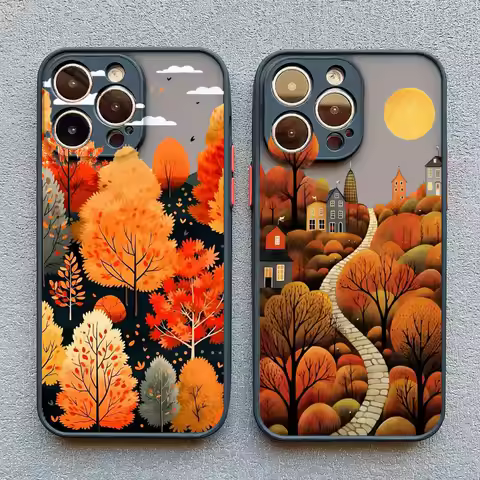 Leaves Autumn Forest House Phone Case For iPhone 17 16 12 13 Mini 11 14 15 Plus Pro Max X XS XR 7 8
