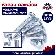 ชุด 100 ตัว น็อต หัวกลม คอเหลี่ยม ชุบขาว M8 M10 M12 สกรู น็อต ความยาวรวมคอ White Zinc GB12